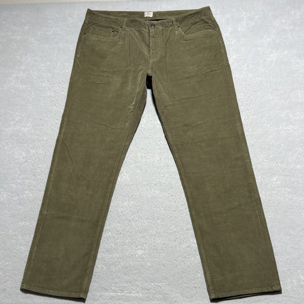 Faherty Pant Mens 38 Olive Green Stretch Terry Corduroy 5 Pocket Straight